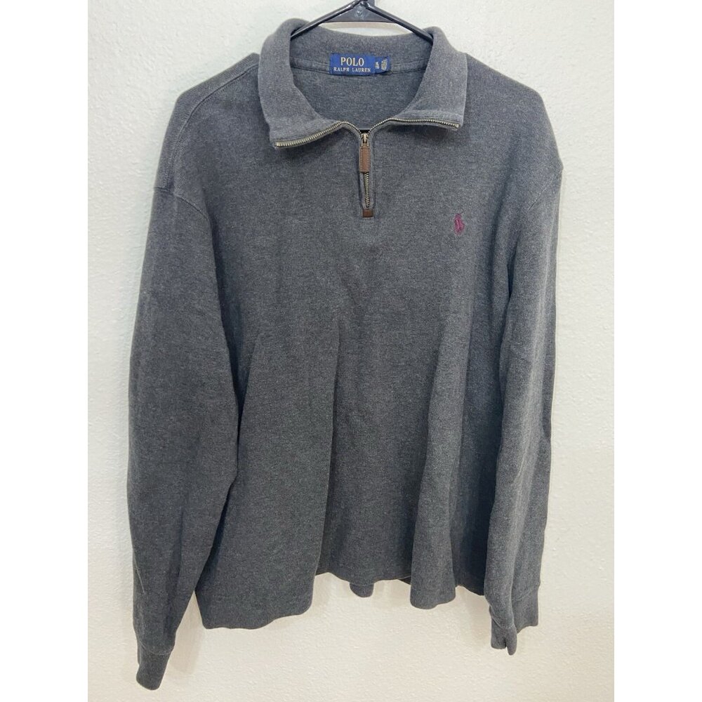 Polo Ralph Lauren Mens Grey 1/4 Zip Long Sleeve Pullover Sweater XL Tall